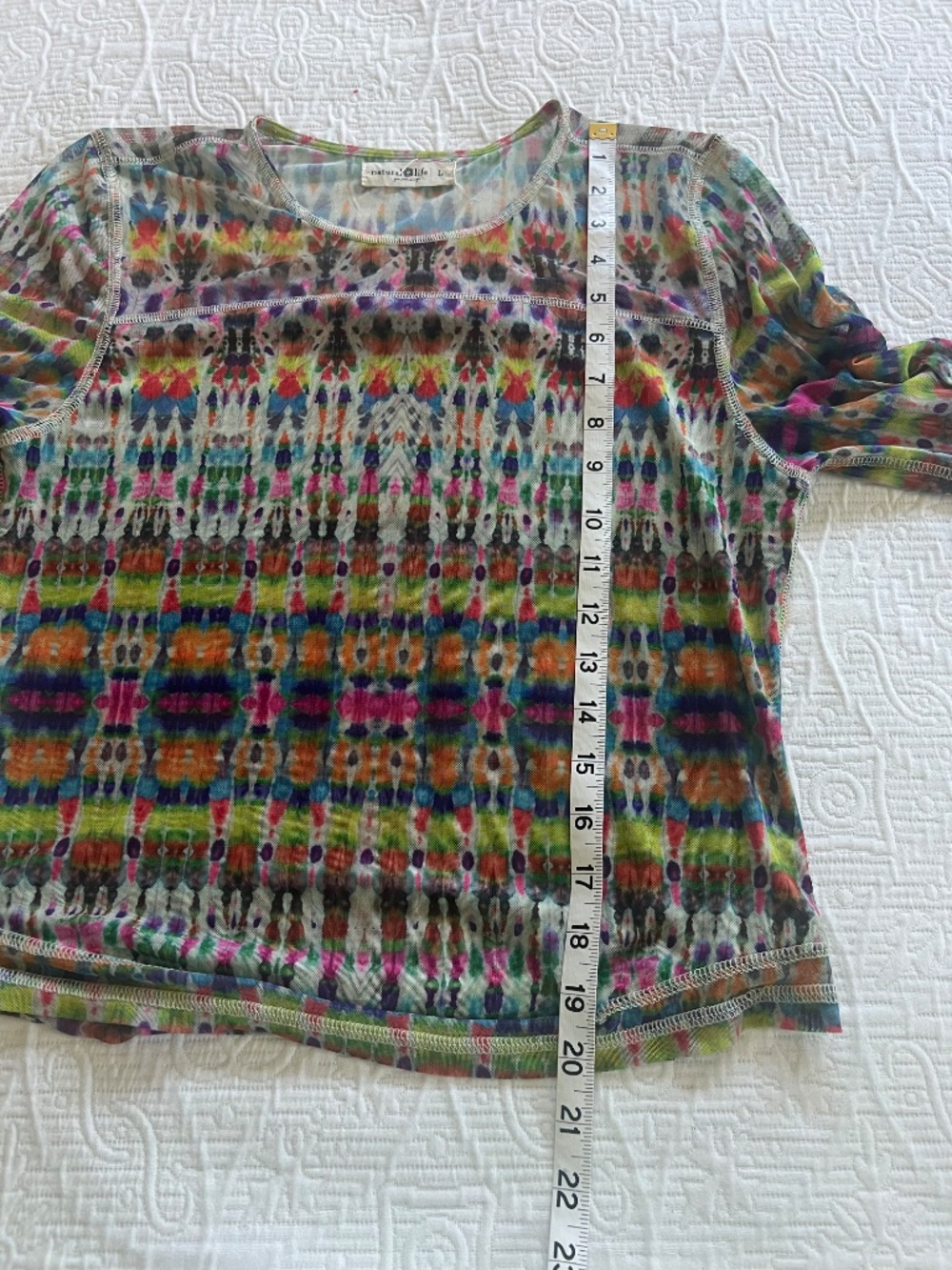Natural Life Sloane Mesh Long Sleeve Top - Fuchsia Tie Die Sz Large - Picture 10 of 14